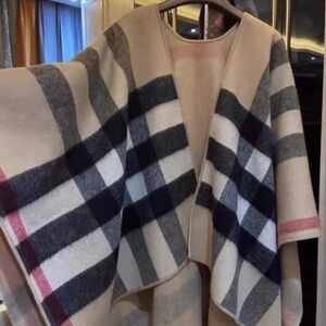 Burberry Plaid Women's Cape in Beige and Navy